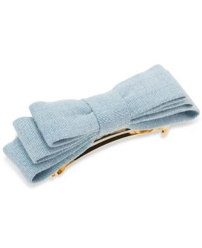 Shop France Luxe Gold-tone Denim Bow Hair Barrette In Light Denim