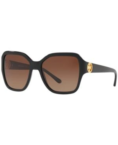 Shop Tory Burch Polarized Sunglasses, Ty7125 56 In Black / Brown Gradient Polar