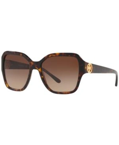 Shop Tory Burch Sunglasses, Ty7125 56 In Dark Tort / Dark Brown Gradient