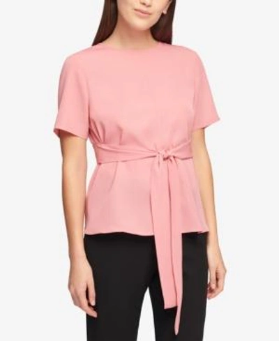 Shop Dkny Tie-waist Top, Created For Macy's In Tickled Pink