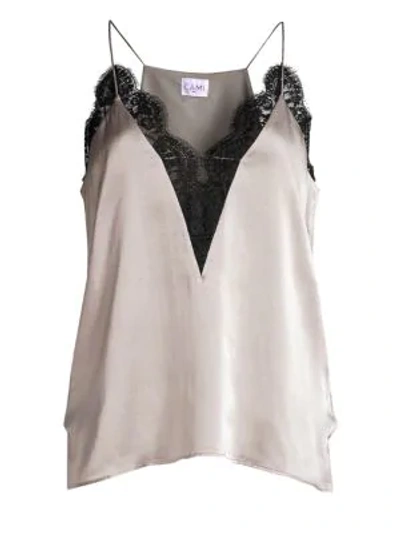 Shop Cami Nyc Channing Silk & Lace Camisole In Platinum