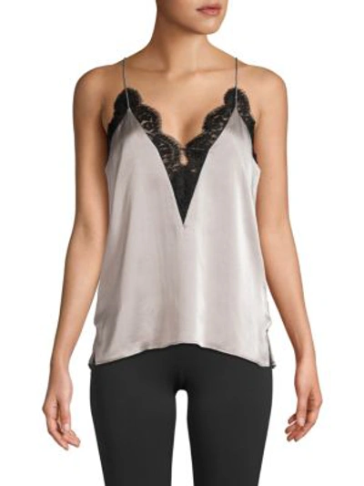 Shop Cami Nyc Channing Silk & Lace Camisole In Platinum