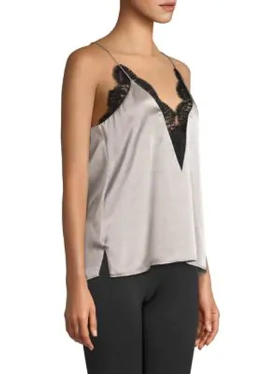 Shop Cami Nyc Channing Silk & Lace Camisole In Platinum