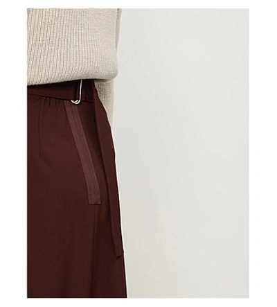 Shop Sportmax Fiordi A-line Wool-blend Midi Skirt In Wine Coloured