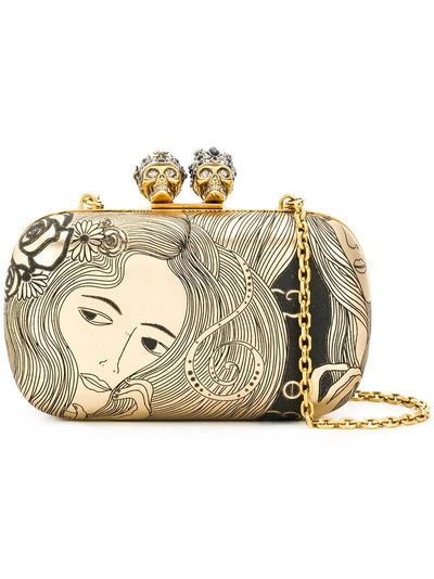 Shop Alexander Mcqueen "queen And King" Box Clutch  In Metallic