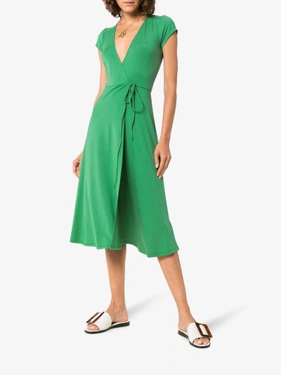 Shop Reformation Becca Wrap Midi Dress In Green