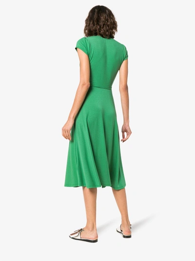 Shop Reformation Becca Wrap Midi Dress In Green