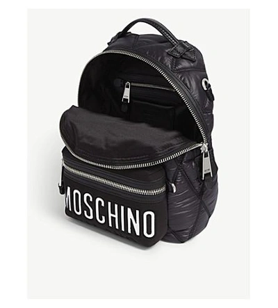 Shop Moschino 标志 绗缝 尼龙 背包 In Black/silver