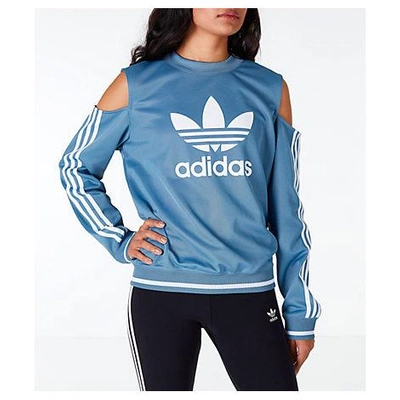 Adidas Originals Women's Originals Cold Shoulder Cutout Sweatshirt, Blue In  Grey | ModeSens