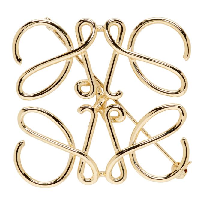 Loewe Gold Anagram Brooch Modesens