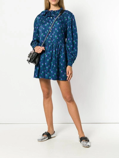 Shop Miu Miu Rosebud Jacquard Mini Dress - Blue