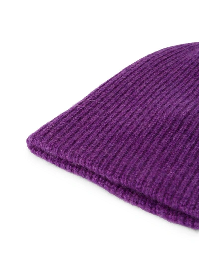 Shop The Elder Statesman Knitted Cap - Purple