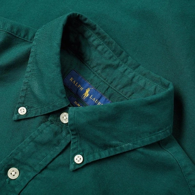 Shop Polo Ralph Lauren Slim Fit Garment Dyed Button Down Shirt In Green