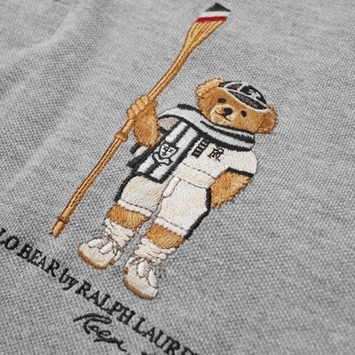 Shop Polo Ralph Lauren Embroidered Bear Polo In Grey