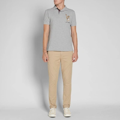 Shop Polo Ralph Lauren Embroidered Bear Polo In Grey