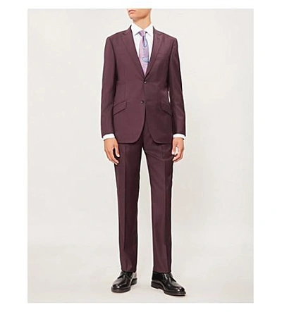 Shop Richard James Single-breasted Tailored-fit Wool Suit In Dark Plum