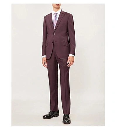 Shop Richard James Single-breasted Tailored-fit Wool Suit In Dark Plum