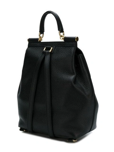 Shop Dolce & Gabbana Pebbled Sicily Backpack - Black