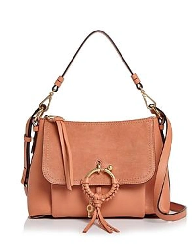 Shop See By Chloé See By Chloe Joan Small Leather & Suede Convertible Shoulder Bag In Canyon Sun Peach/gold