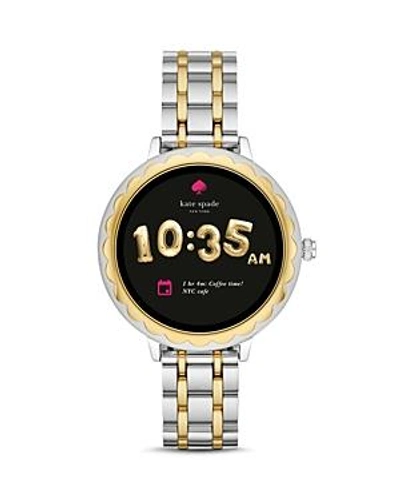 Shop Kate Spade New York Scalloped Touchscreen Two-tone Smartwatch, 41mm In Black/multi