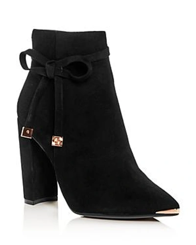 Shop Ted Baker Women's Qatena Suede Pointed Toe High-heel Booties In Black