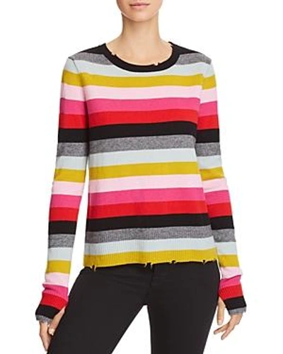 Shop Pam & Gela Distressed-trim Striped Sweater In Multi Stripe