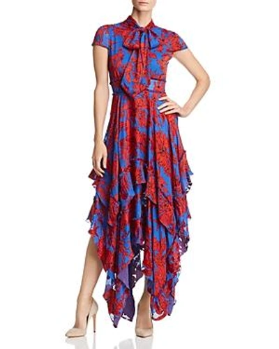 Shop Alice And Olivia Alice + Olivia Ilia Tie-neck Tiered Maxi Dress In Fancy Floral