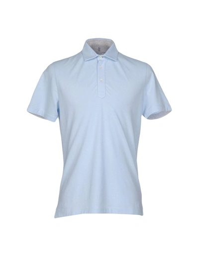 Shop Brunello Cucinelli Polo Shirts In Sky Blue