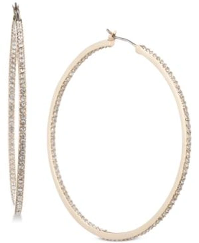 Shop Givenchy Pave 2" Medium Hoop Earrings In Gold