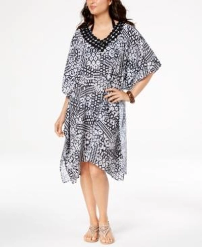 Shop Profile By Gottex Tribal Printed Caftan Cover-up Women's Swimsuit In Black/white