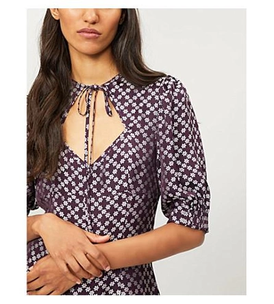 Shop Alexa Chung Floral Jacquard Mini Dress In Dark Aubergine