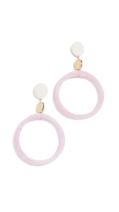 Shop Dinosaur Designs Sand Hoop Drop Clip On Earrings In Blush