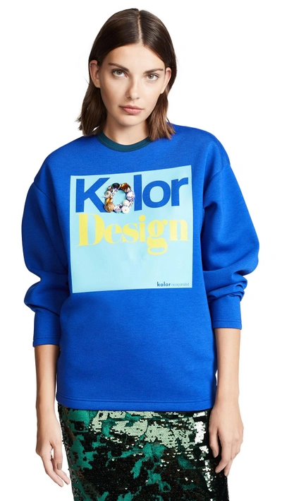 Shop Kolor Design Crew Neck Sweatshirt In Blue