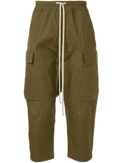 Shop Rick Owens Drawstring Cropped Cargo Trousers In Green