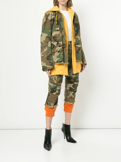 Shop R13 Camo Harem Cargo Trousers In Green
