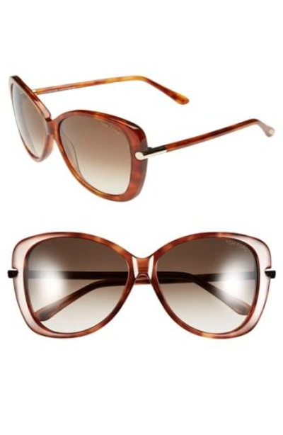 Shop Tom Ford 'linda' 59mm Sunglasses In Shiny Light Havana