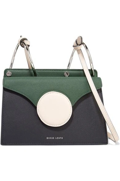 Shop Danse Lente Phoebe Mini Color-block Textured-leather Shoulder Bag In Forest Green