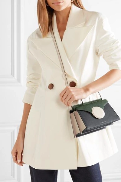 Shop Danse Lente Phoebe Mini Color-block Textured-leather Shoulder Bag In Forest Green