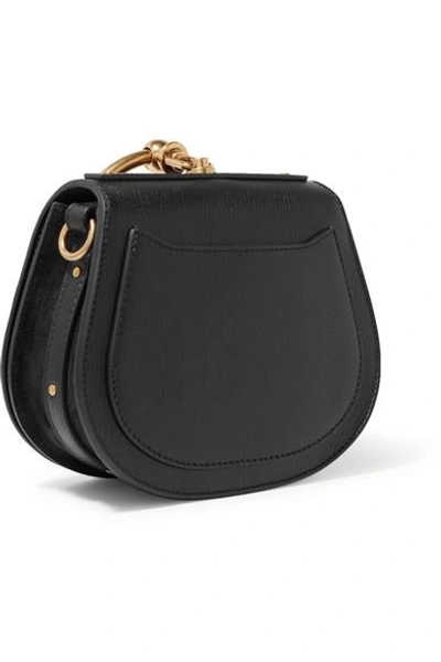 Shop Chloé Nile Bracelet Small Textured-leather And Suede Shoulder Bag In Black