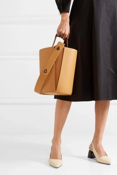 Shop Danse Lente Lorna Mini Leather Tote In Saffron