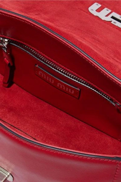 Shop Miu Miu Grace Leather Shoulder Bag In Red