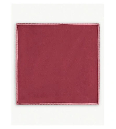Shop Oscar Jacobson Plain Silk Pocket Square In Red