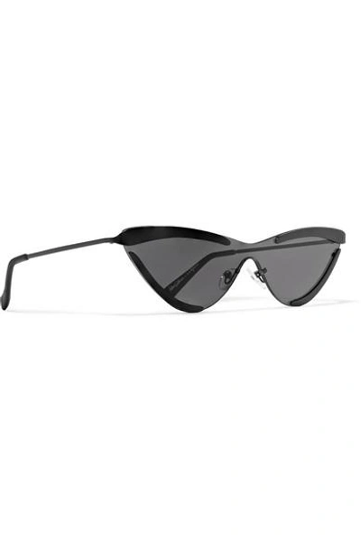 Shop Le Specs Adam Selman The Scandal Cat-eye Metal Sunglasses In Black