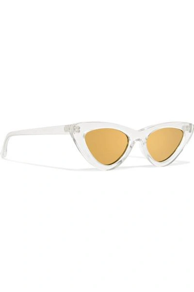 Shop Le Specs + Adam Selman The Last Lolita Cat-eye Acetate Mirrored Sunglasses In Yellow