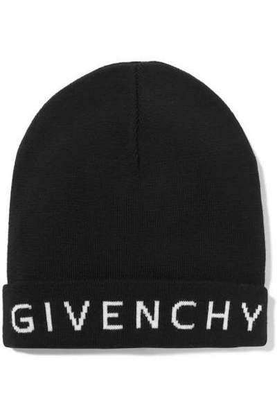 Shop Givenchy Intarsia Wool Beanie In Black