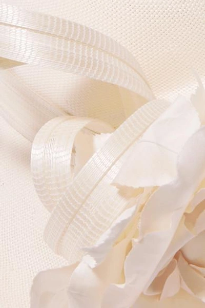 Shop Philip Treacy Satin And Woven Paper Hat In Ivory