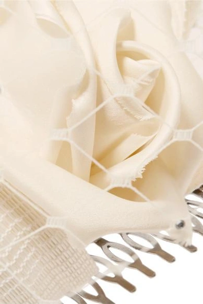 Shop Philip Treacy Crystal-embellished Mesh, Satin And Buntal Straw Headpiece In Ivory