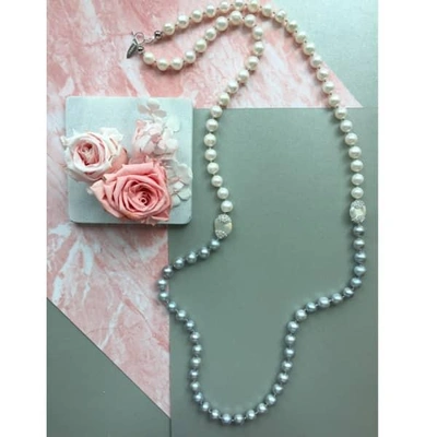 Farra White & Gray Freshwater Pearls Multi-way Necklace