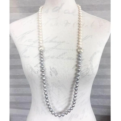 Farra White & Gray Freshwater Pearls Multi-way Necklace