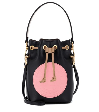 Shop Fendi Mon Trésor Mini Leather Bucket Bag In Black